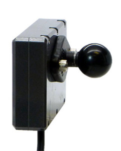 Photo of the back of a MotoChello MC-200 motorcycle audio system display with ball mount