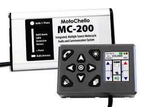 Photo of the Audio unit and display unit for the MotoChello MC-200 motorcycle audio system