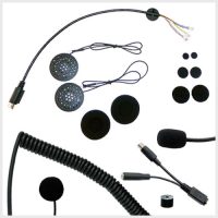 Product photo of the MotoChello helmet headset contents