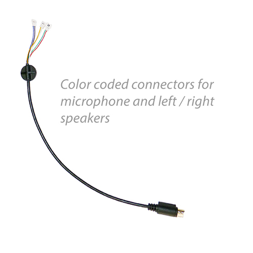 photo of the helmet headset wire harness with color coded wires