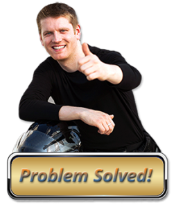 Photo of a motorcycle rider giving a thumbs to to solving problems